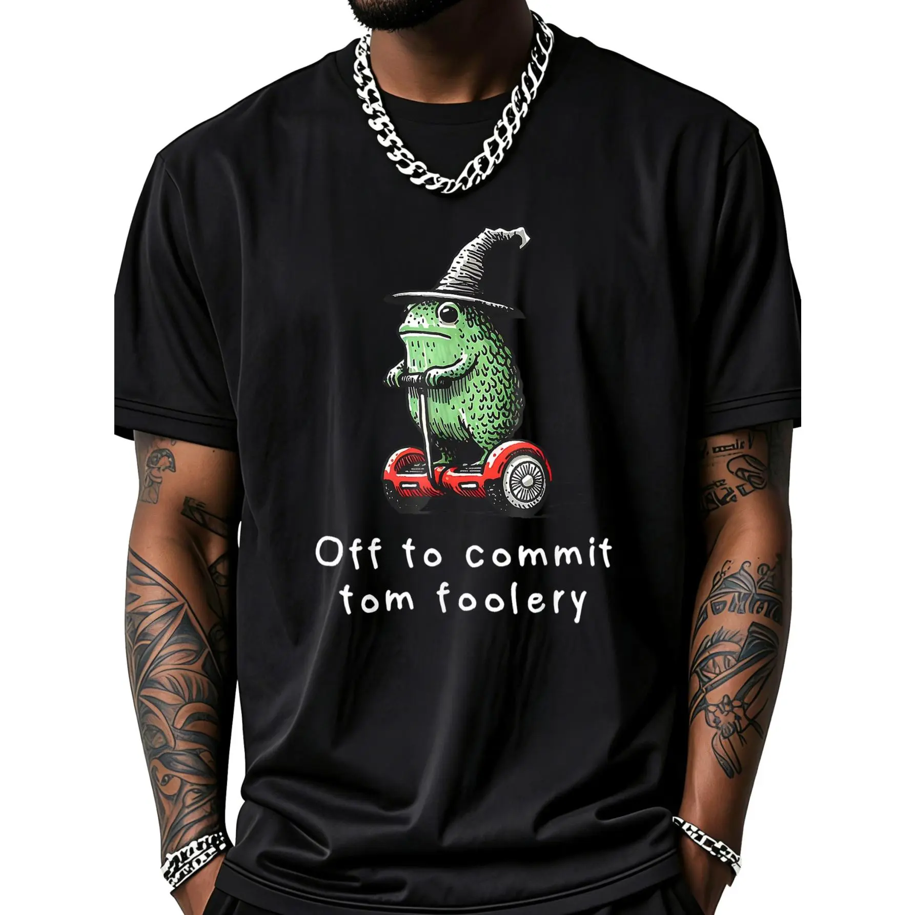 Whimsical Frog Wizard Off to Commit Tom Foolery Frog Meme T-Shirt