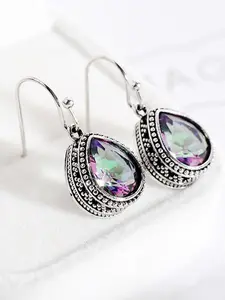 Water Drop Shaped Dangle Earrings (1 Pair), Artificial Crystal Decor Drop Earrings for Women, Party, Daily Clothing Decor, Trendy Jewelry for Birthday Gift, Teardrop Earrings