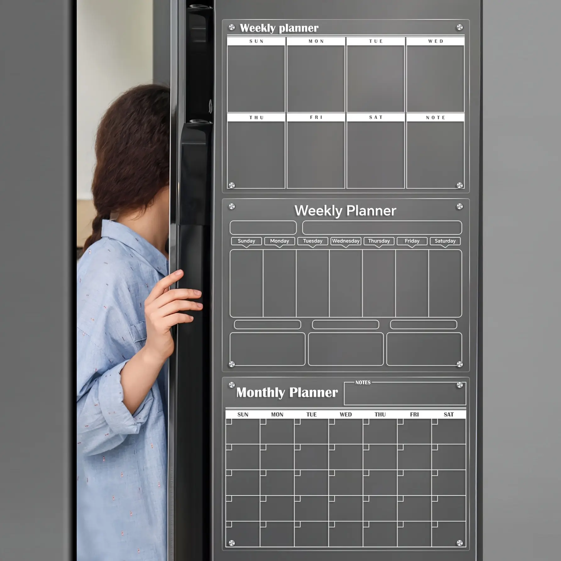 Acrylic Magnetic Refrigerator Magnet, Simple Work Message Board, Transparent Display Board, Home Magnetic Board, Calendar, Weekly Planner, Notes Board