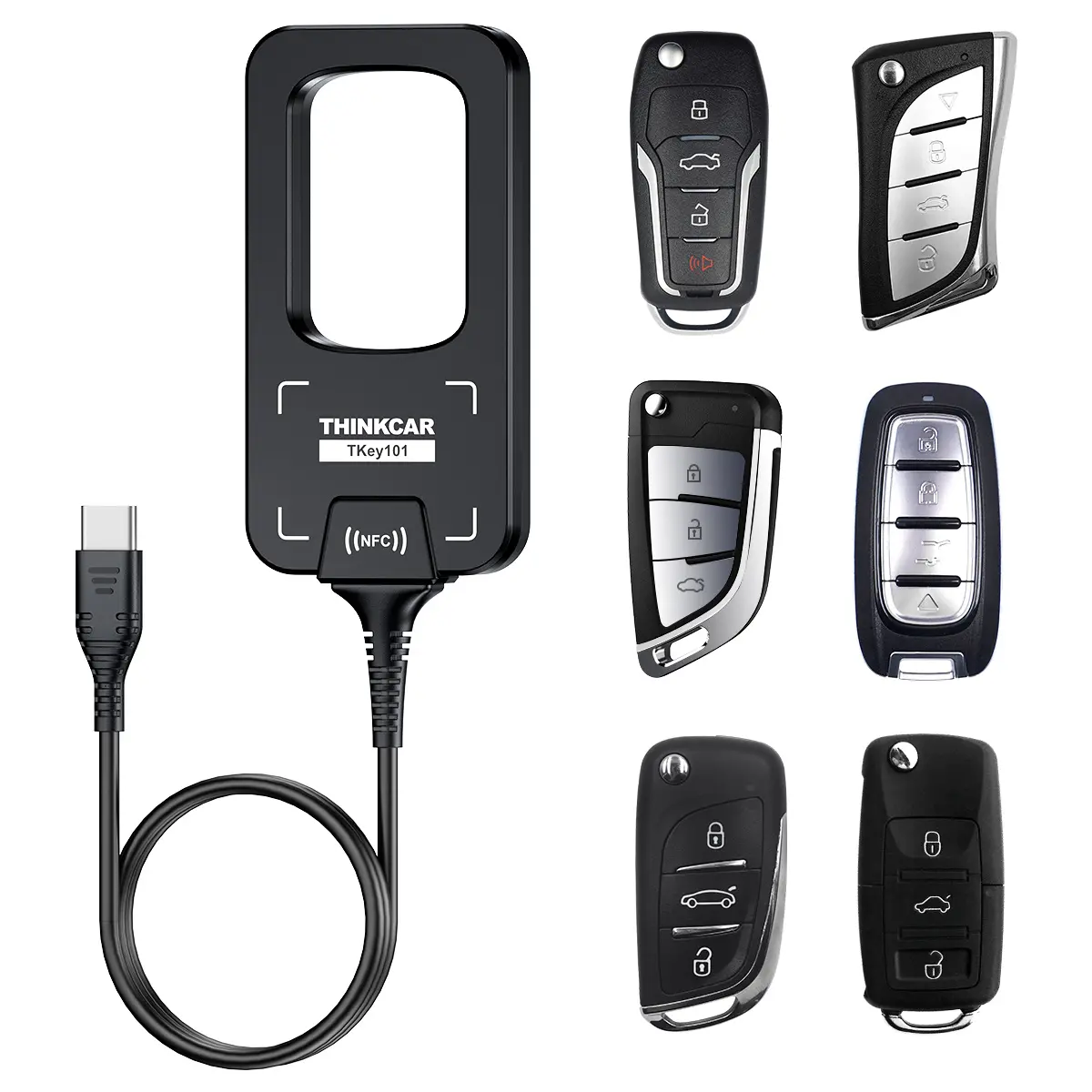 【summerfinds】THINKCAR TKey101 Car Diagnostic & Key Matching Device, Includes 6 Replacement Remote Keys, Compatible With Platinum S20 S12 S10 PRO S10, Supports CAN FD Bus & NFC Function
