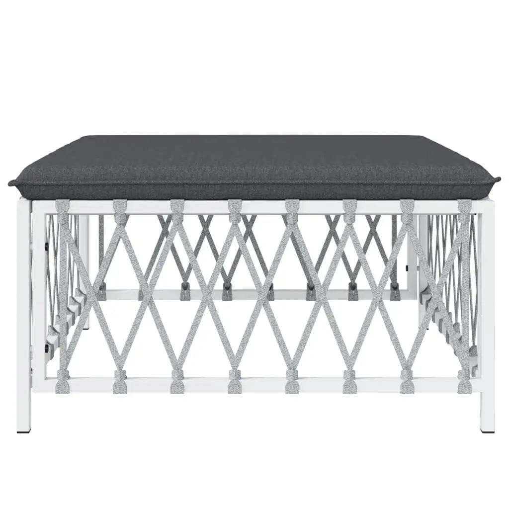 vidaXL Patio Footstool with Cushion White Woven Fabric