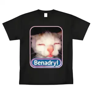 Vintage Benadryl Cat Meme Graphic Tee Funny Dank Shirt For Men And Women Unisex Tops Hoodies And Sweatshirts In Retro Style,summervibes