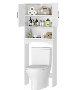 Over Toilet Storage Cabinet, Bathroom Shelf Organizer Over Toilet, Washing Machine Box, Space Saver with  Decorative Racks, White Thick and sturdy, long-lasting, saves space