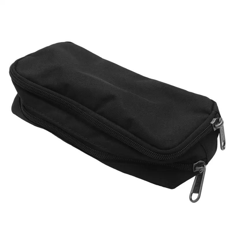 Water Resistant Oxford Cloth Pencil Pouch - 2-Compartment Roomy Space Organizer, Convenient Large Storage Rectangular Case, Holds 70 Pens/Pencils, Fits Electronic Products & Small Tools, Black Home Office Supply