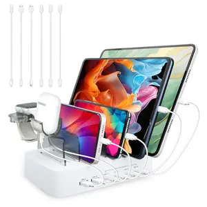 Type C Multi Charging Station for Multiple Devices Apple,USB C Charging Station 100W 4 PD and 2 USB Charger Stations Compatible with Apple iPhone iPad and Android Phone and Tablet