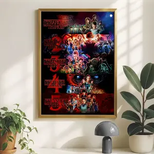 Vintage Art All Season 1-5 Stranger Poster Wall, Gift Decor Home Bedroom Decor, Will Byers Steve Harrington Eleven PJ9