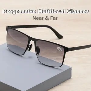 Retro Men Business Reading Sunglasses Progresive Multifocal Reading Presbyopia Eyewear Near Far Sighted Eyeglasses with Diopter