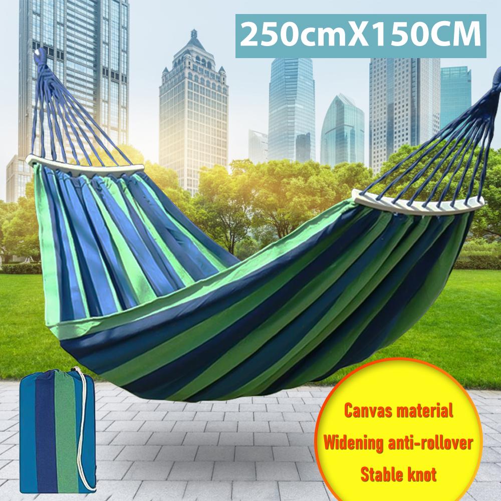 Cotton Polyester Camping Hammock - 450lb Capacity, 320G Thickened Durable Canvas, Outdoor Portable Folding Suspension Swing, 2-Person Indoor Patio Backyard Use with Travel Bag, Outdoor Portable Hammock, Cotton Polyester Hammock,father'sdaygifts,campingess