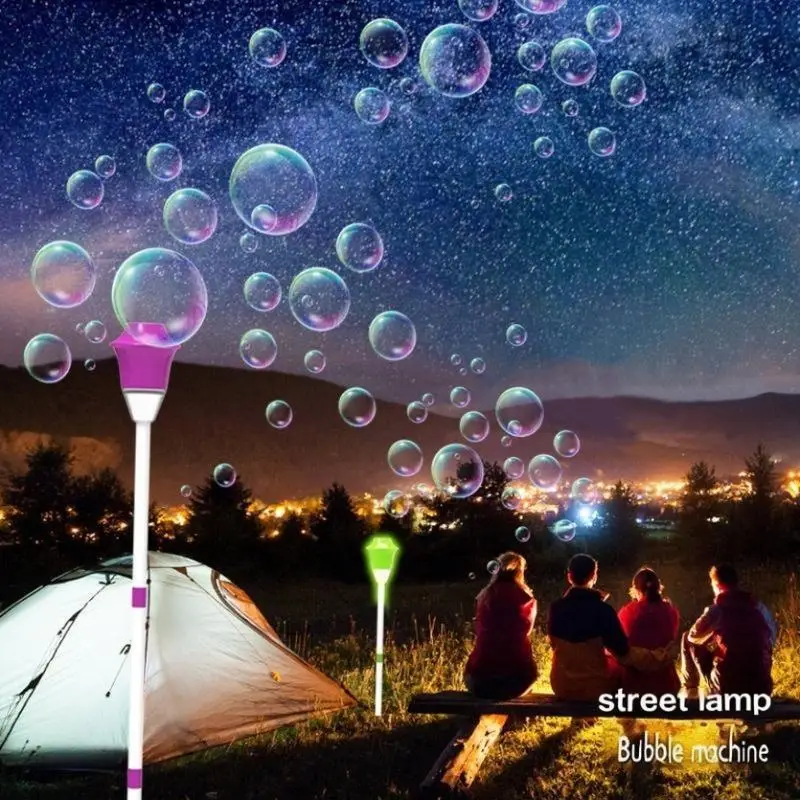 street lamp bubblemachine,USB rechargeable,Adjustable bubble maker with light＆music for kids,outdoor romantic toy for wedding＆party＆garden,20000+Bubbl