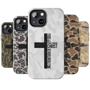 Vintage I Can Do All Things Through Christ Who Strengthens Me Camo Cross Phone Case 11 12 13 14 15 16 Compatible with Samsung Galaxy S25