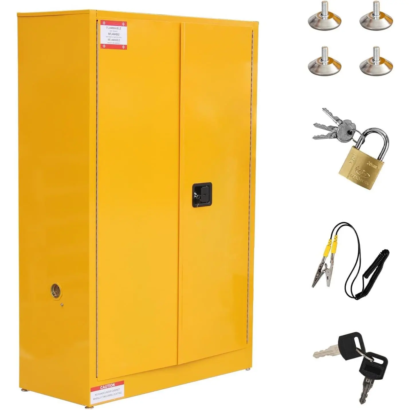 Flammable Storage Cabinet 43" x 18" x 65", 45 Gallon Galvanized Steel Flammable Liquid Storage Locker with 2 Adjustable Shelves & Manual-Close Doors, OSHA Compliant Industrial Hazardous Storage