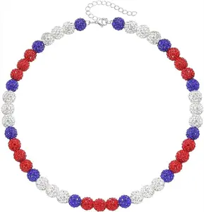 Baseball Necklace Christmas Gifts For Men Women Rhinestone Discoball Necklaces Baseball Beaded Dirp Accessories Necklace Christmas Gifts