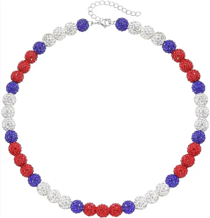 Baseball Necklace Christmas Gifts For Men Women Rhinestone Discoball Necklaces Baseball Beaded Dirp Accessories Necklace Christmas Gifts