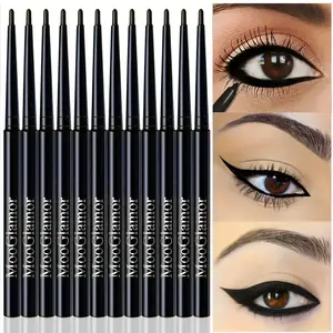 12pcs Smooth Eyeliner Pencil Set Waterproof Long Lasting Makeup Super Smudge Proof Freckle Pens Significantly Colored Not Easy To Fade Quick Drying Formula Cosmetic