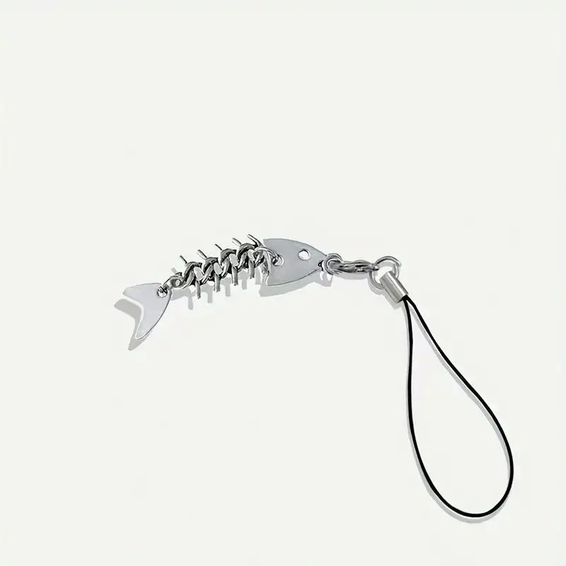 Fish Bone Design Metal Phone Lanyard, Creative Fish Bone Phone Pendant, Mobile Phone Strap, Cell Phone Strap, Phone Chains, Cell Phone Charms, Phone Accessories for Women & Men