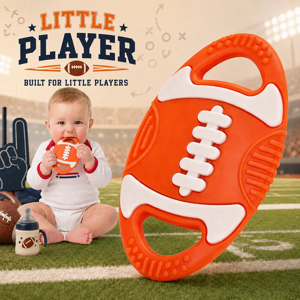 Baby Teething Toys Silicone Baby Football-Themed Teether Over 3 Months - Sensory Chew Toys - Baby Teether for Teething Relief - BPA Free Infant Toys Baby Shower Gifts