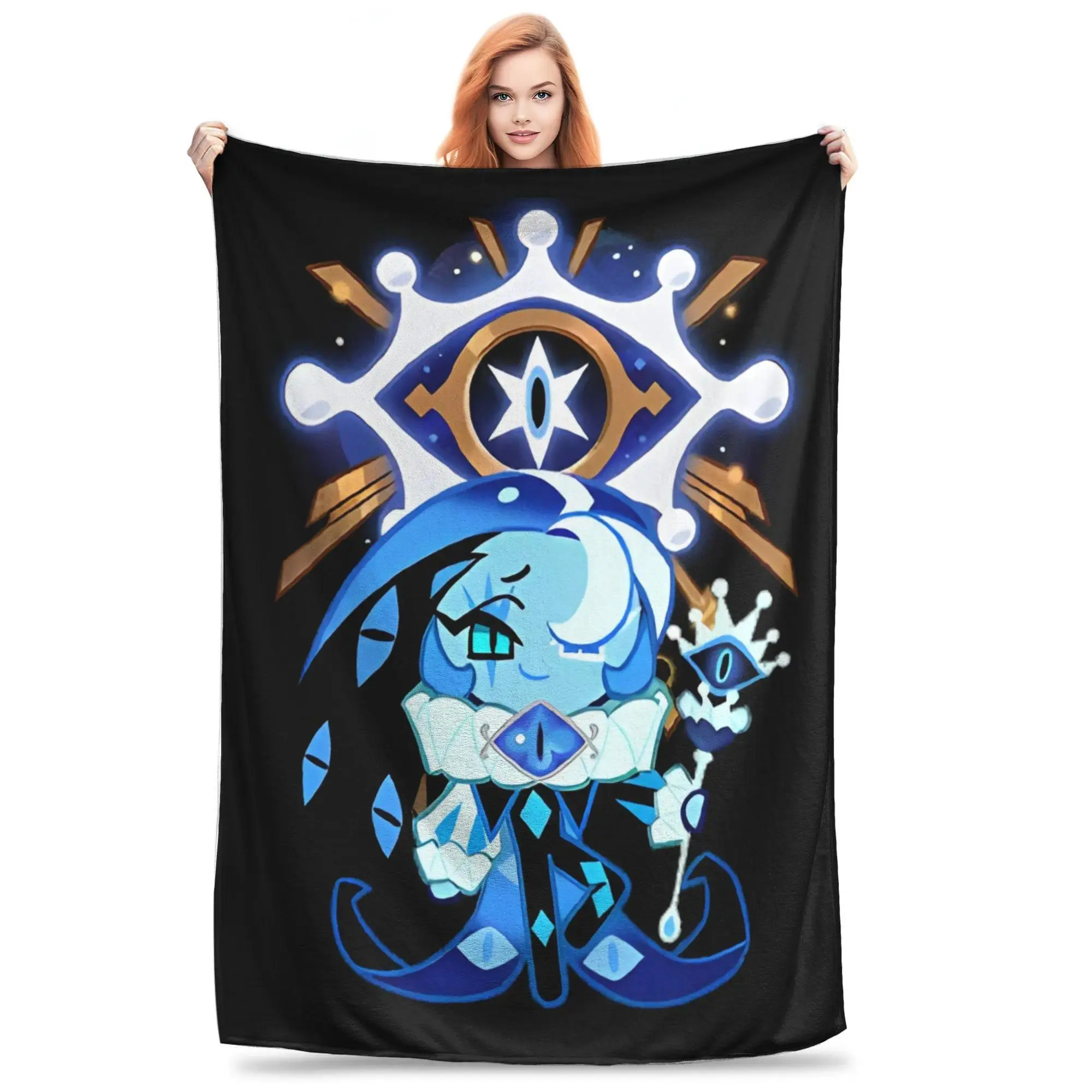 Cookie Run Collector Edition Shadow Milk Cookie Plush Throw - Ultra-Soft Flannel Blanket for Kids, Ideal for Bed & Sofa, Cozy Lightweight Home Travel Accessory, Kingdom Fans Gift