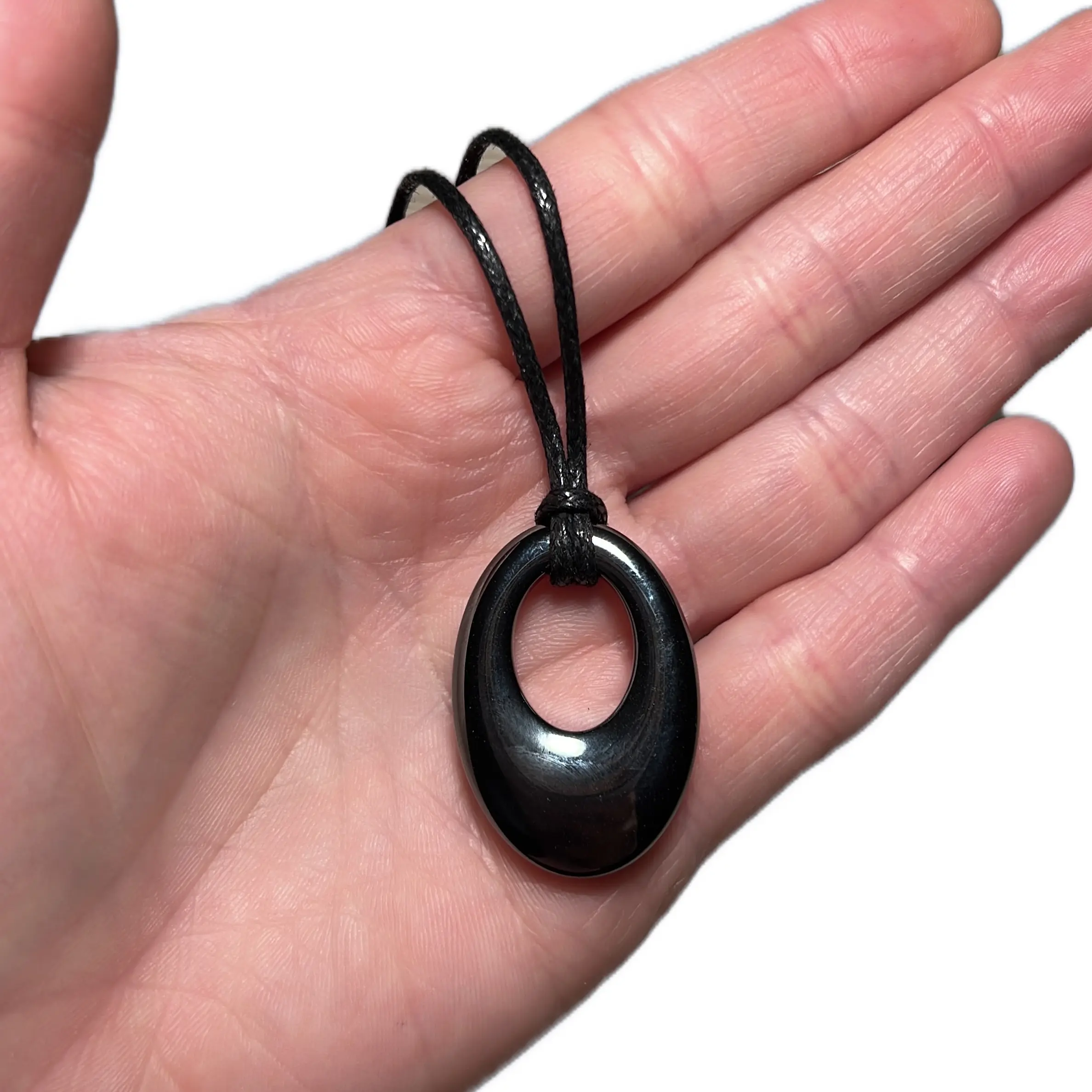 Empath’s Hematite Necklace Oval Shape Daily Grounding and Energy Shielding Absorbs Negative Energy