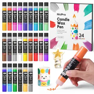 Nicpro 30ml Safe Wax Pen DIY Candle Making Kit with Silver, Gold Glitter - For Candle Decorating, Art Projects, Birthday Occasions