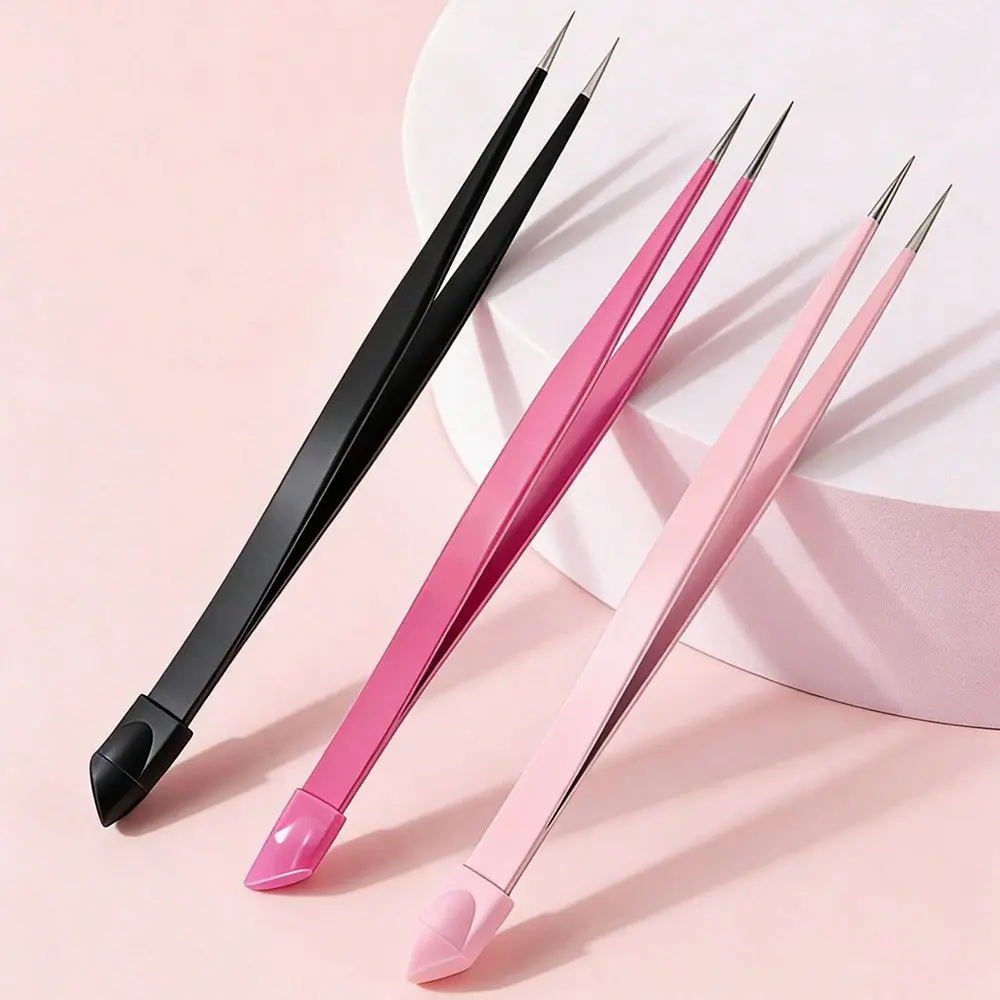 Silicone Tip Pointed Tweezers, Stainless, Anti-Slip Precision Grip, Easily Remove Fine Eyebrow Facial Hair, Professional Beauty Tool, Portable Travel Home Use, Affordable Makeup Tools, Gifts for Women, Mother's Day Gift