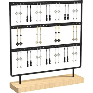 3-Tier Black Earring Stand - Hanging Earring Organizer & Display Tree Jewelry Storage Unit Jewelry Storage Box Multi Layer Storage Boxes