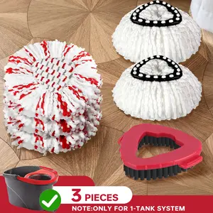 Triangle Rotating Mop Head Replacement Set (compatible), Compatible with O-Cedar Spin Mop, Single Water Tank System, Super Absorbent Microfiber