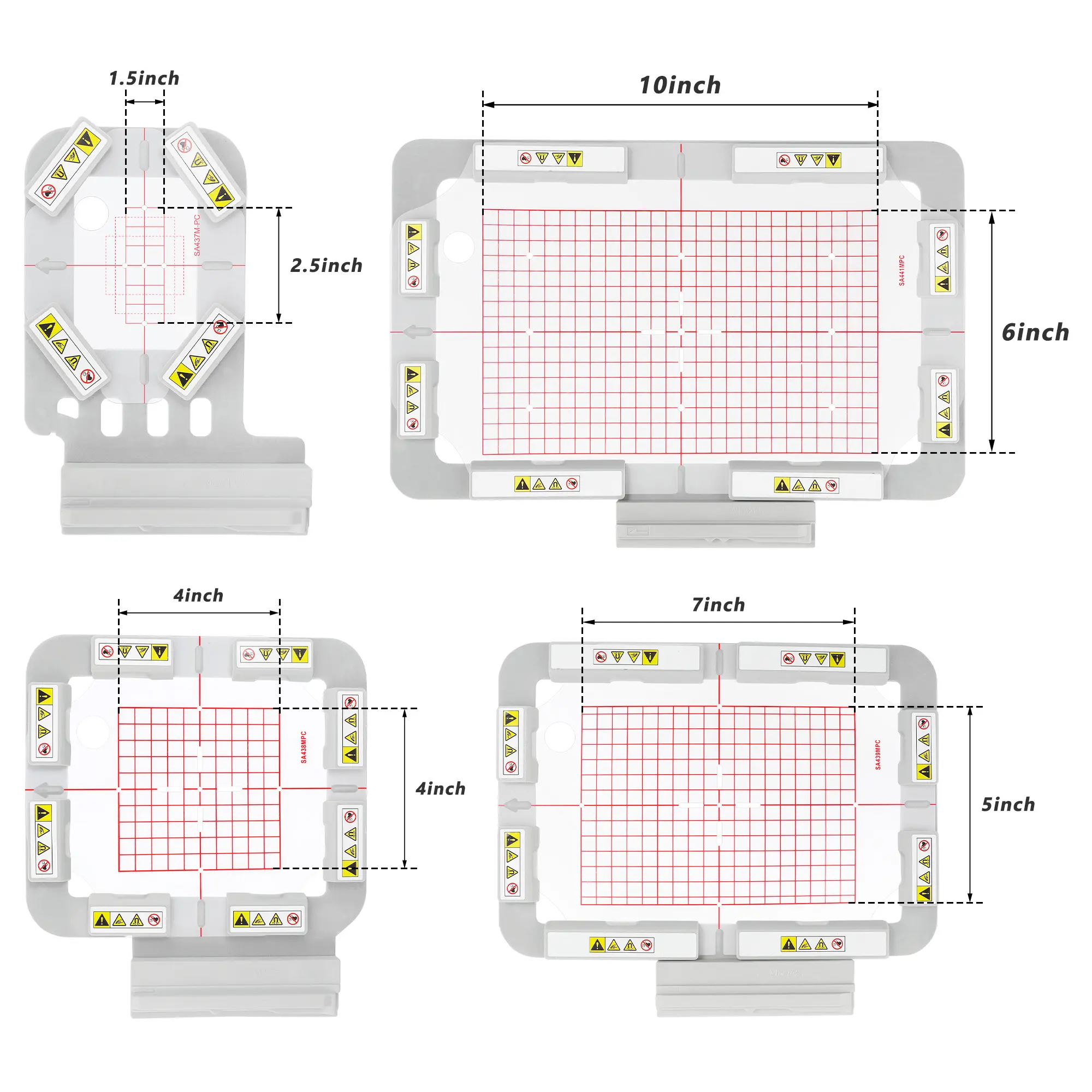 Sew Tech 4in1-BMK Plastic Magnetic Embroidery Hoop (Bar Magnets, Strong Hold) 130x180mm/160x260mm for Brother V3 NV800E NV3LE V3SE XP1-XP3 NV870V880E NV2700 BP1400E BP1430L BP1530L BabyLock Models, Free Worldwide Delivery, Grid Template