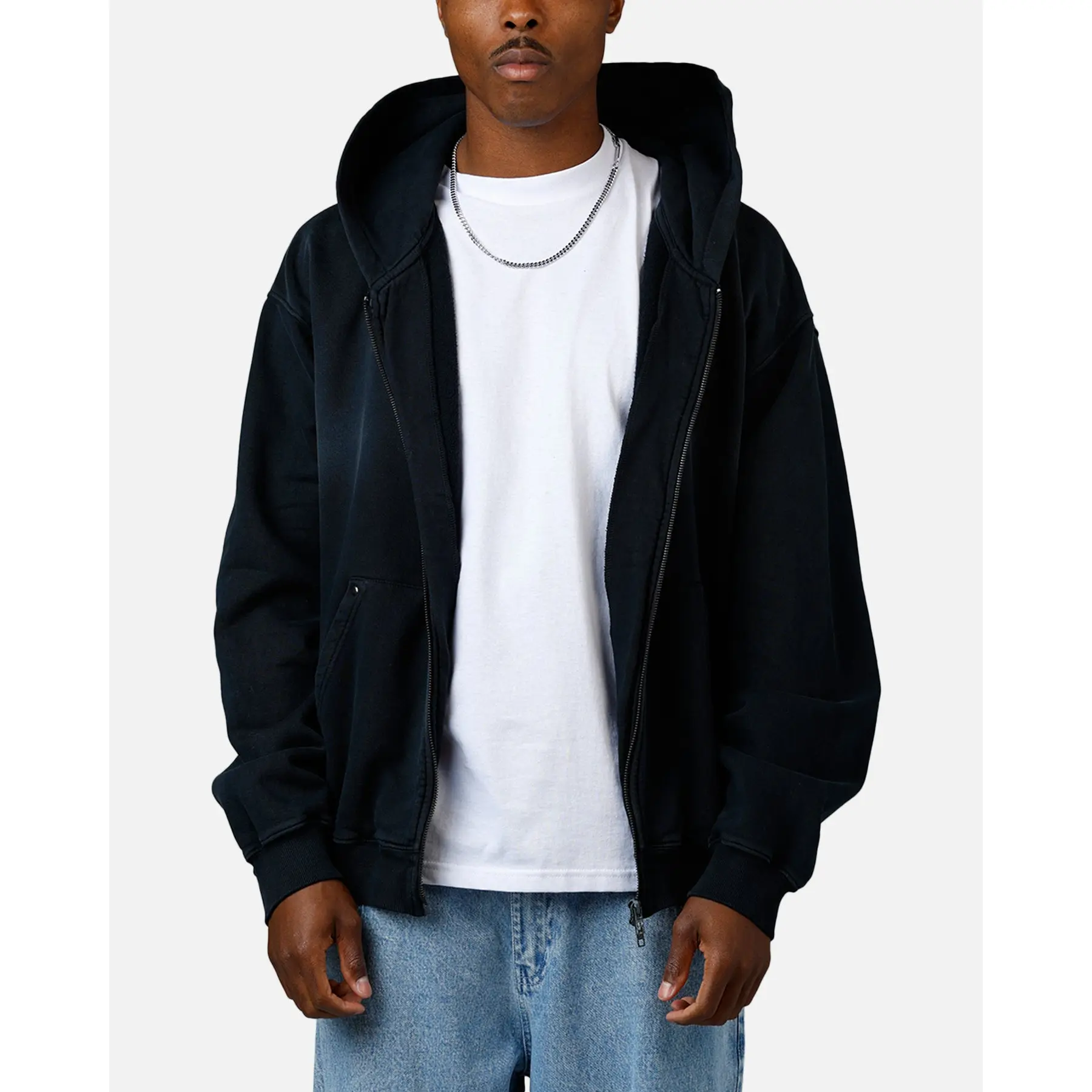 American Thrift Zip Hoodie Washed Black