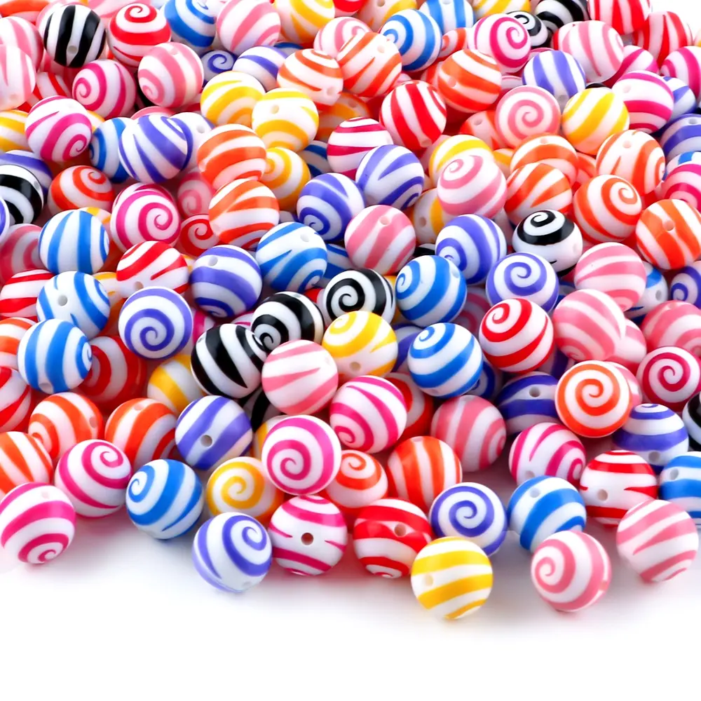 20pcs silicone printed whirlwind beads, Bead Assortment, Beaded Set, DIY Handmade Beads, DIY Beading Accessories, suitable for DIY jewelry making - creative keychains, bracelets, earrings, lanyards, mobile phone pendants
