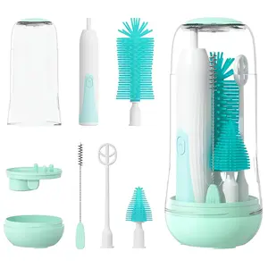Electric Bottle Cleaning Brush, Bottle Brush Cleaner Water Bottle Cleaning Kit, UV disinfection Nipple Brush Pacifier Cleaner Straw Cleaner Brush for Newborns, 6 Packs Set