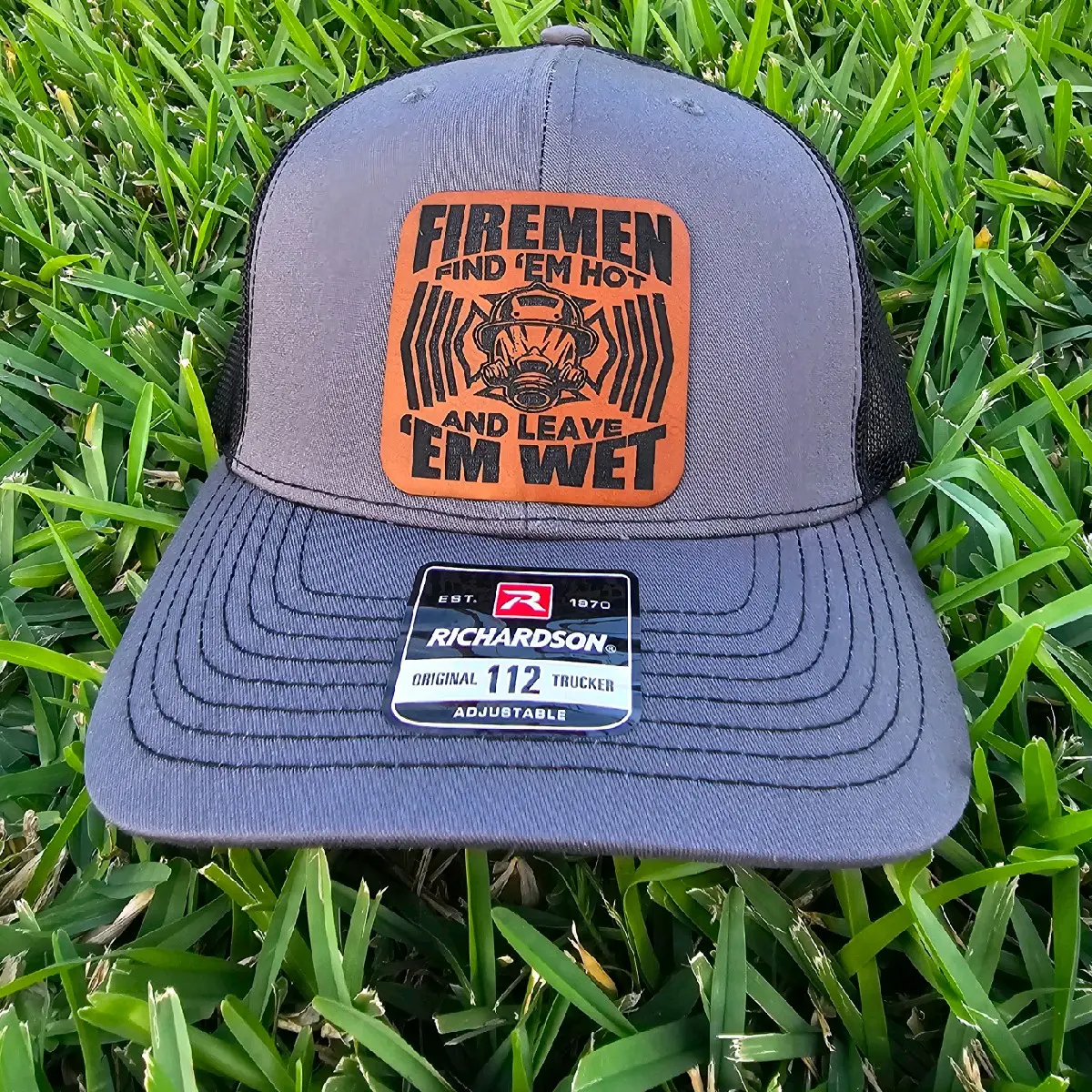 Find Em Hot Leave Em Wet Cotton Blend Adjustable Snapback Hat - Leatherette Patch, All Seasons, Everyday Wear Firemen Hat