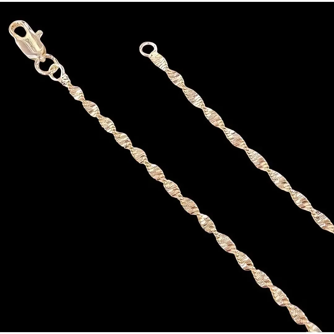 18K Gold Filled 2.2mm 22 Inch High Polish Gilded Wave Chain for Elegant Jewelry