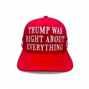 Trump Was Right About Everything Red Snapback Hat with American Flag Side Design Trump Hat 2025