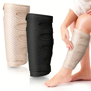 Lymphedema Compression Bandage - Adjustable 5-Strap Calf Support, Breathable Elastic Bandage for Venous Insufficiency & Varicose, Black, Reduces, Flexible Texture Compression Design, Healthcare Braces