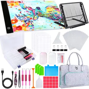 170 count A4  Painting Light Pad Kits,  Art Accessories Kit with Light Board, 80 Grids  Box and Storage Bag,  Painting Tools Kit Full Drill for  Art