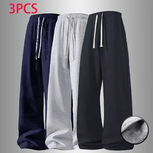 Men's Fashion Loose Trousers - Set of Three - Versatile Long Pants with a Casual Wide-Leg Design, Perfect for Everyday Wear and Comfortable Enough to Lounge In.Slimming and casual without being baggy