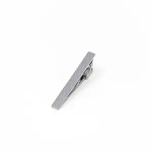 Silver Textured Tie Clip - Men's Tie Bar - High-Quality Clasp for Necktie - Classic & Minimalist Style