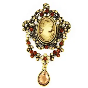Lady Vintage Cameo Victorian Style Wedding Party  Pendant Brooch Pin Gift
