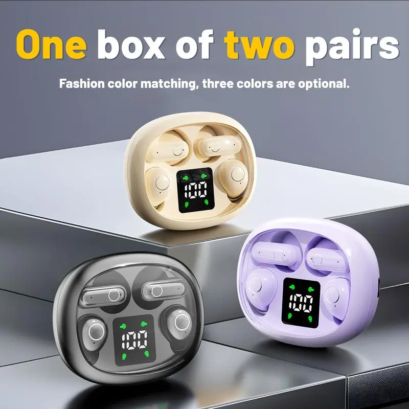 MASHUKO 2-Pair True Wireless Bluetooth Electronic Earbuds - Lightweight Invisible Mini Short Handle Headphones, Waterproof with Mic for Hands-Free Calls, Work & Sports, True Wireless Earbuds