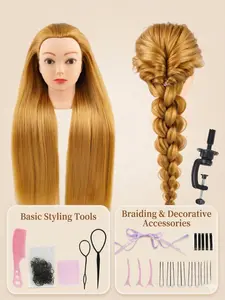Premium Hair Mannequin Head with Styling & Braiding Kit, Practice Mannequin Head, Versatile Hair Styling Head for Beauty Students, Ideal for Learning Braids & Curls, Mannequin Head Stand