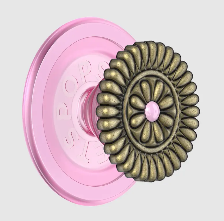 PopSockets Enamel Stamped Pink Magnetic MagSafe PopGrip - Adhesive Cellphone Holder, Multipurpose Tech Accessory with Thoughtful Design, Mobile Device Accessory for Mounting & Hands-Free Use, Accessories