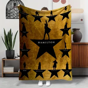 1Pc Hamilton Musical Theatre Blanket - Officially Inspired Flannel Throw With Alexander Hamilton, King George III, Eliza, Jonathan, Angelica, Purgatory, Nonna, Cato, & More Characters - All-Season  Applies To Super Soft  Decorative Sofa/Sofa/Bedroom