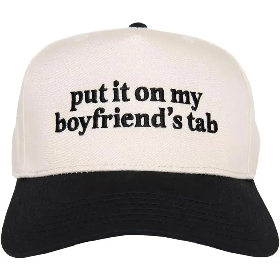 Put It On My Boyfriend's Tab Vintage Embroidered Baseball Cap Custom Thread Color Vintage Soft Cotton Adjustable Hat Trendy Streetwear Gift for Men & Women