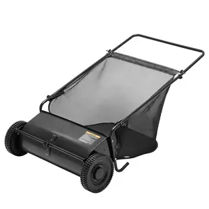 26 Inch Push Lawn Sweeper, 7 Cu.Ft. Hopper Leaf & Grass Collector, Adjustable Brush Height with Spinning Brushes, Heavy-Duty Steel Frame & 10" Rubber Wheels