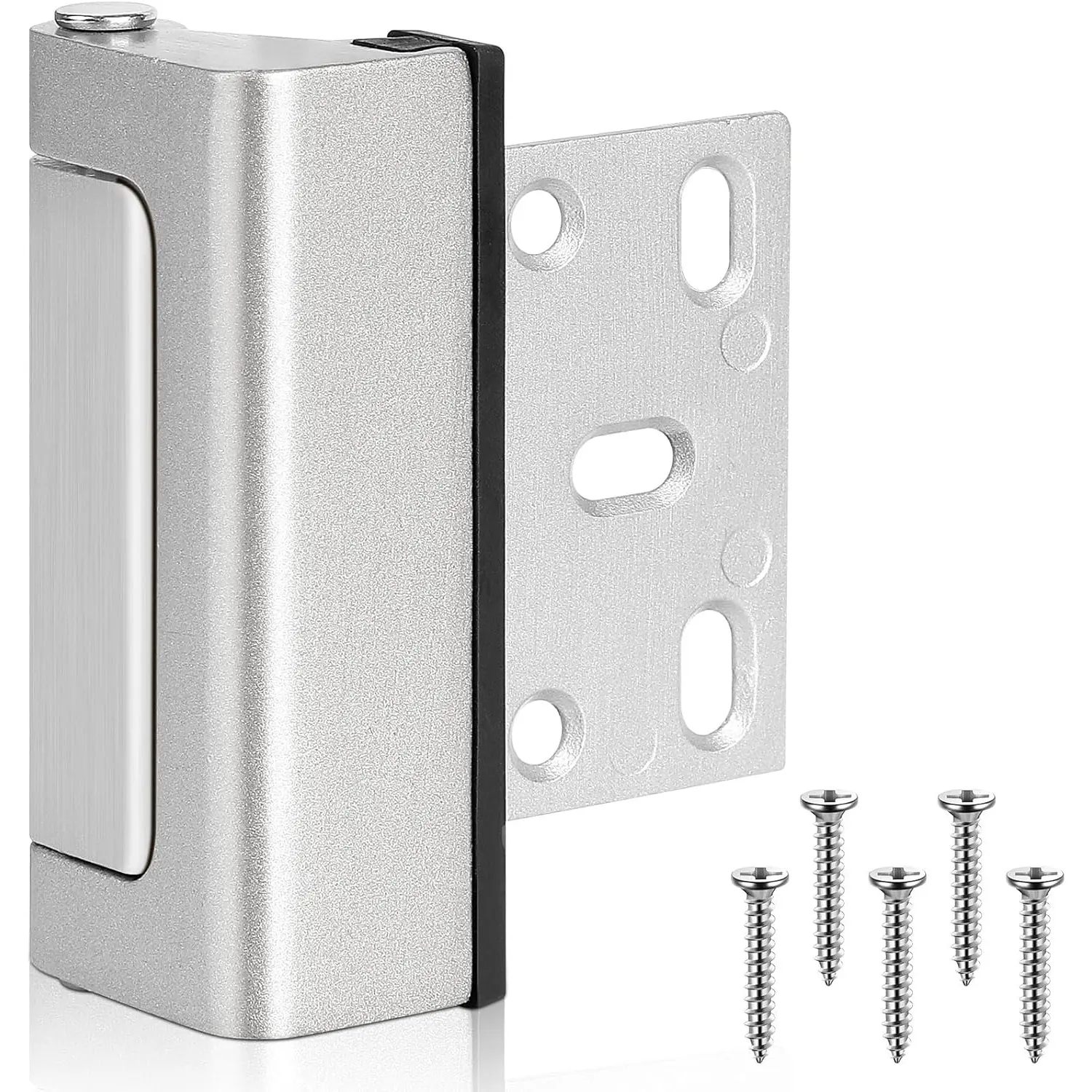 1 Pack Home Security Door Reinforcement Lock, Childproof Aluminum Frame Lock, High-Security Protection Against Unauthorized Entry, Silver Sturdy Lock Secure Latch Closure