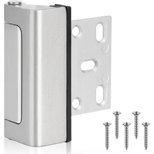 1 Pack Home Security Door Reinforcement Lock, Childproof, Adds High Security to Protect Against Unauthorized Entry, Aluminum Construction, Frame Lock, Silver
