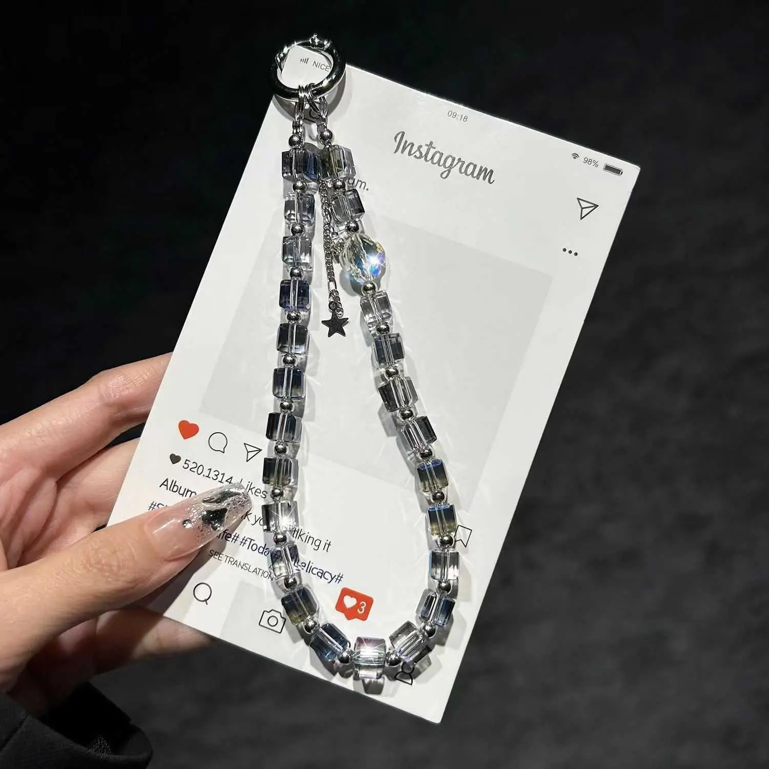 Minimalist  Cube Phone Chain Premium-Look Alloy Tassel Handmade Beaded Handheld Anti-Loss Keychain Lanyard HNU85
