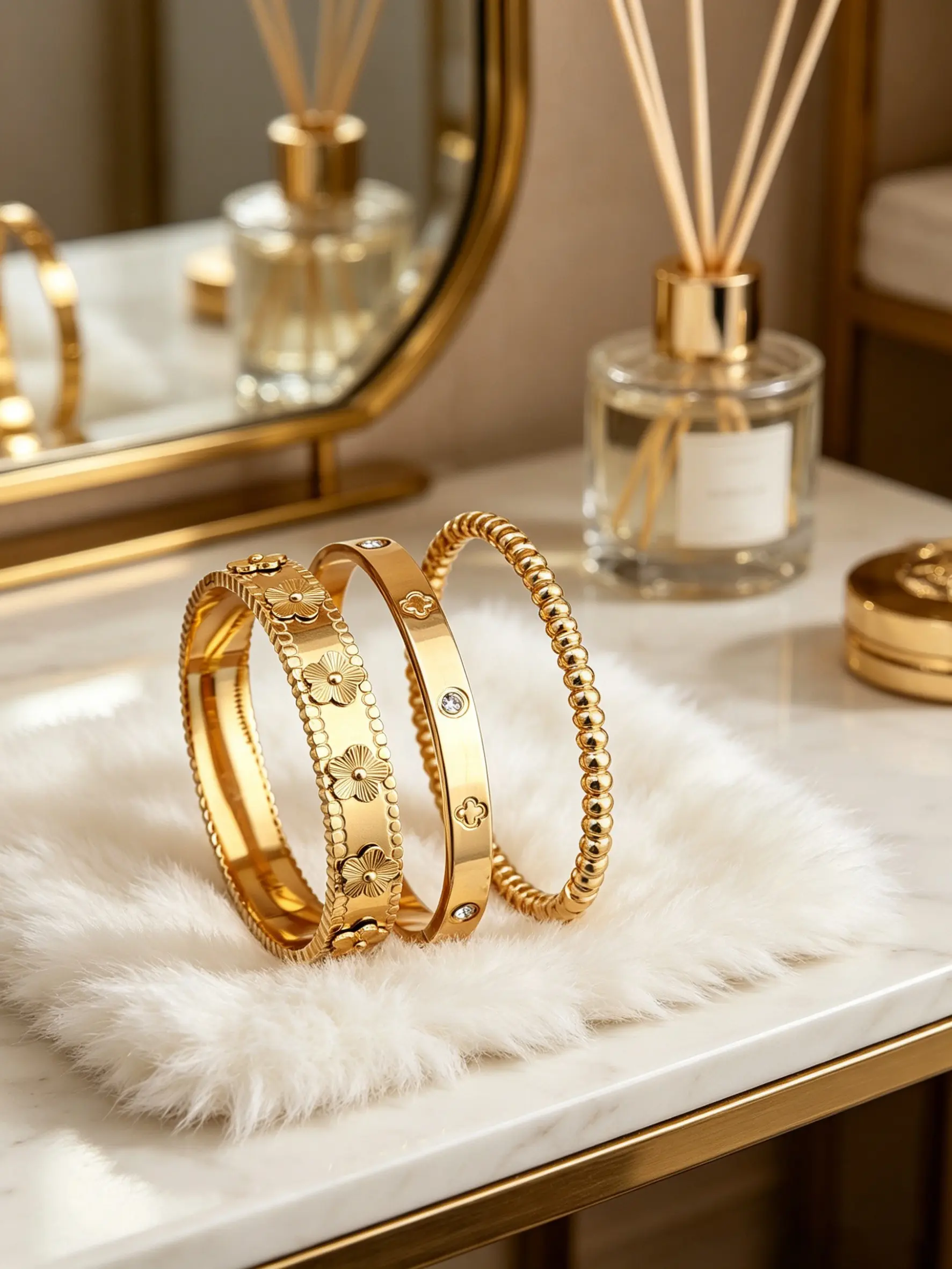 3pcs 18K gold-plated stainless steel bracelet, suitable for women's gatherings, daily wear, European and American style, Fashion bracelet, luxurious cubic zirconia wristband, wedding, gifts, Exquisite bracelet, Elegant jewelry bracelet