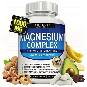 Toplux Nutrition Magnesium Complex 1000mg - 8 Essential Magnesium Supplements 1000 mg Vitamin Dietary Fitness Edible| Elemental Source | Fitness Strength