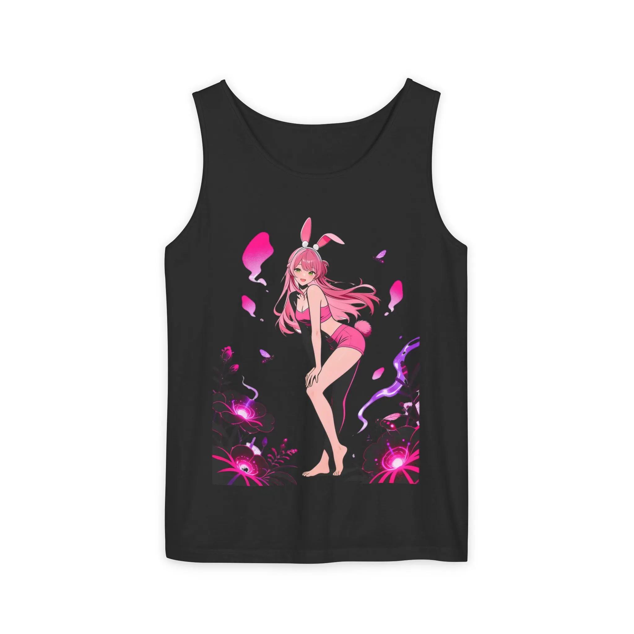 Pink Bunny Girl Illustration Tank Top | Anime Bunnygirl Art